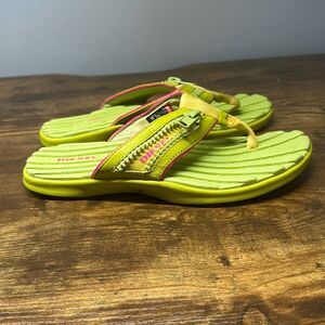 Diesel Flip Flops Womens 7 Neon Green Kava Sandals Beachwear Shoes